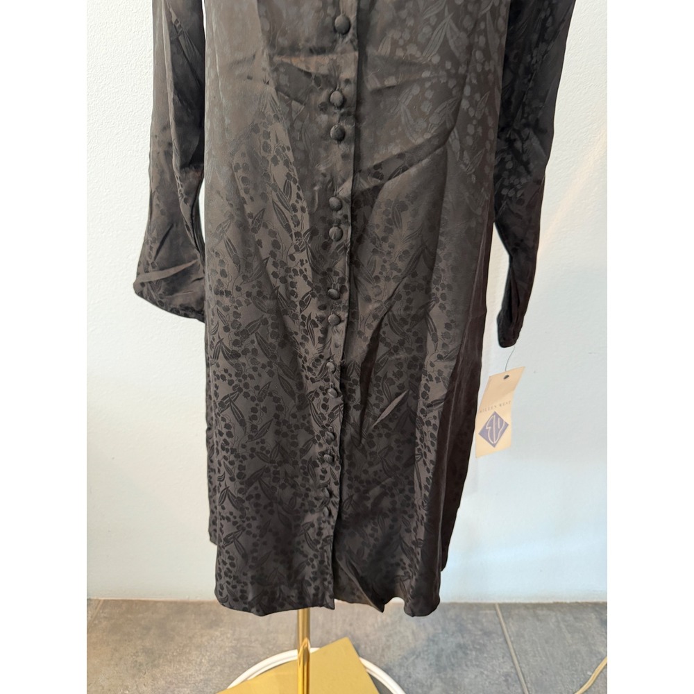 NEW Vintage Eileen West Silk Floral Button‎ Nightgown Pajama Sleep Black Size 10 - Picture 3 of 10